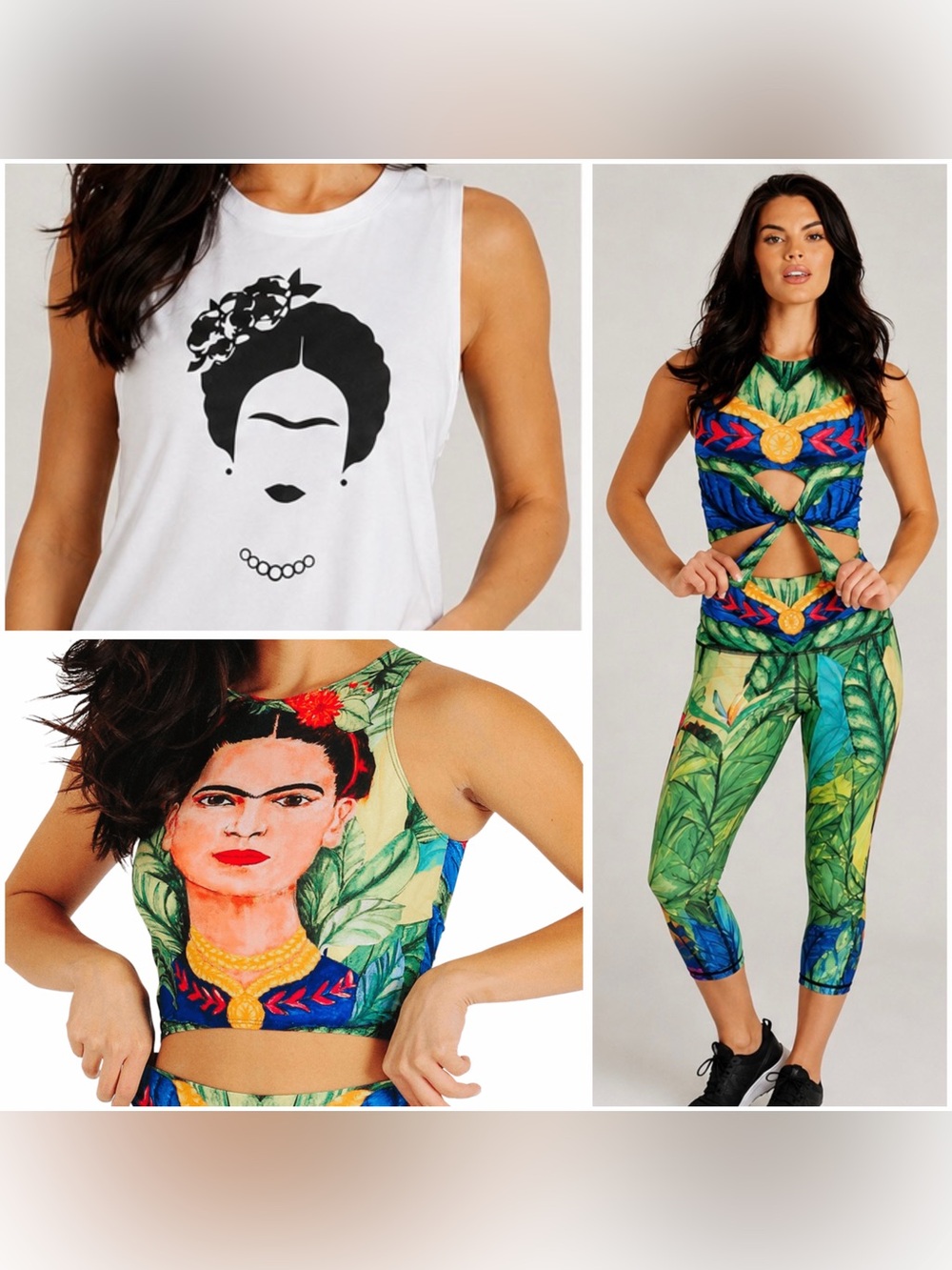 Yoga Democracy 3  piece set Frida Kahlo reversible top, leggings & tank top